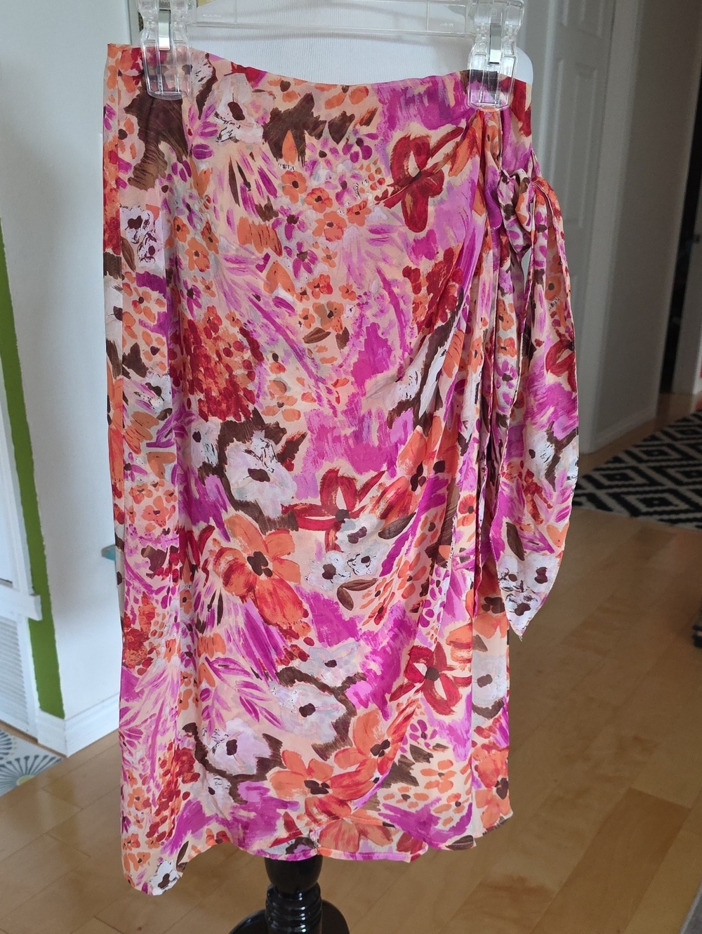 Floral Wrap Dress in Pink & Orange